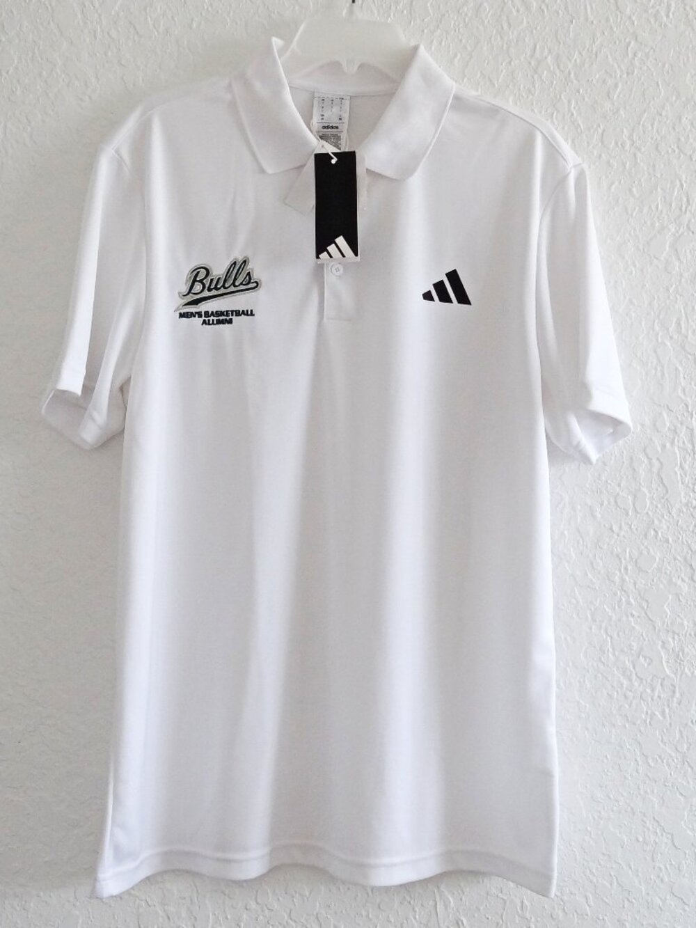 New ADIDAS USF Bulls Men's L Basketball Alumni White Polo Shirt